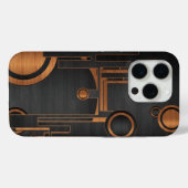 Coques Case-Mate iPhone métal noir avec cercles en bois (Verso (horizontal))