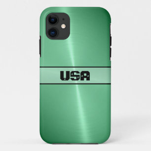 Coque iPhone 11 Métal vert brillant en acier inoxydable