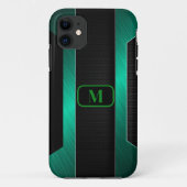 Coques Case-Mate iPhone Métal vert lisse monogramme (Dos)