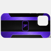 Coques Case-Mate iPhone Métal violet lisse monogrammé (Verso (horizontal))