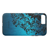 Coques Case-Mate iPhone Métallique Turquoise Brossé Aluminium noir dentell (Dos (Horizontal))