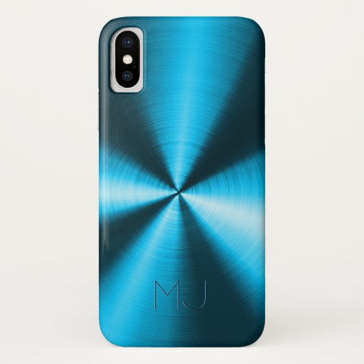 Coques Case-Mate iPhone Métallurgique Bleu Faux Acier Inoxydable Look-Mono (Dos)