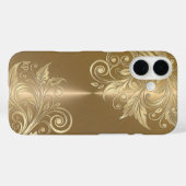 Coques Case-Mate iPhone Métallurgique or arrière - plan accent floral (Verso (horizontal))