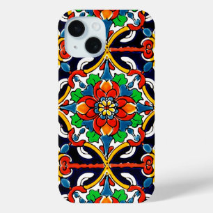 Coque Pour iPhone 15 Mexique Talavera Terracotta Carrelage Design No 5