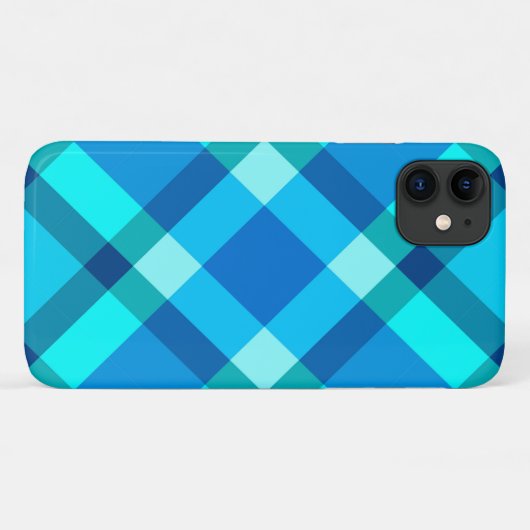 Coques Case-Mate iPhone Mi-siècle Bias Plaid, bleu Cobalt et turquoise (Dos (Horizontal))