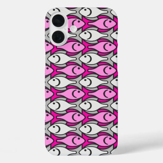 Coques Case-Mate iPhone Mi-siècle Poisson moderne, rose et gris (Verso)