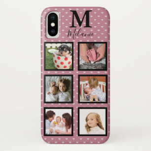 Coque iPhone X Micro Coeurs Roses Fille 6 Photo & Monogramme