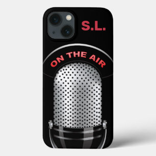 Case-Mate iPhone Case Microphone radio vintage à air noir argent rouge