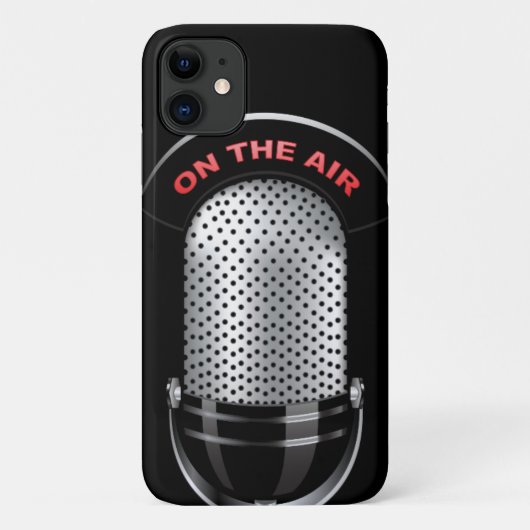 Coques Case-Mate iPhone Microphone radio vintage à air noir argent rouge (Dos)