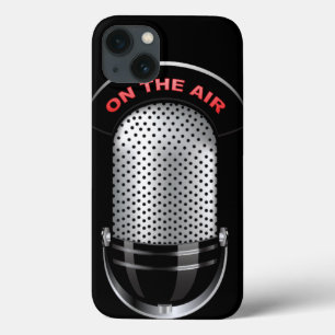 Case-Mate iPhone Case Microphone radio vintage à air noir argent rouge