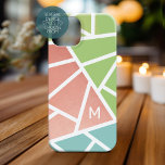 Coque Pour iPhone 15 Mid Century Modern Color Block pastels MCM<br><div class="desc">Un design tendance,  bleu et blanc avec un monogramme simple. Rose corail et vert pastel avec un design blanc aux lignes géométriques.</div>