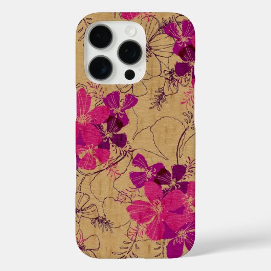 Coques Case-Mate iPhone Midnight Garden Hawaii Faux Wood Pink (Verso)