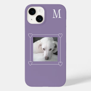 Coque Pour iPhone 14 Mignet Un Chien Photo Simple Initial Violet