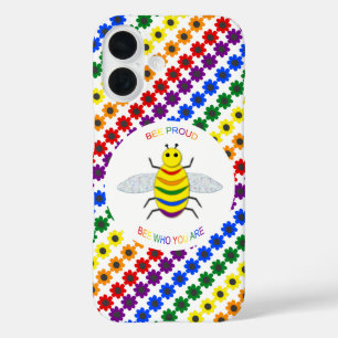 Coques iPhone 16 Mignon abeille arc-en-ciel fière LGBT et fleurs