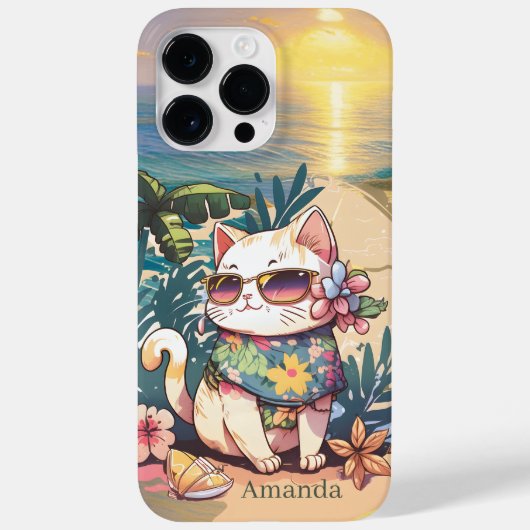 Coques Case-Mate iPhone mignon ajouter nom plage chat (Verso)