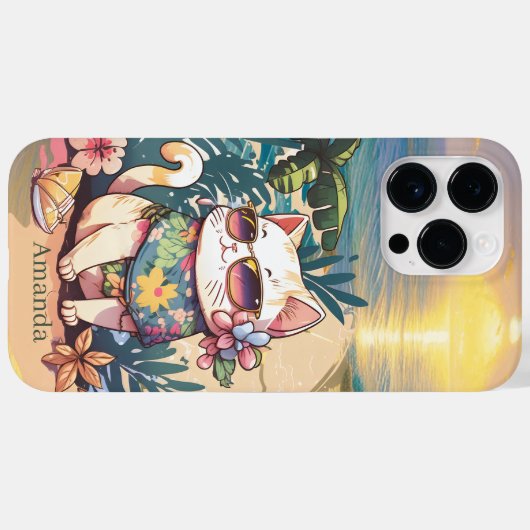 Coques Case-Mate iPhone mignon ajouter nom plage chat (Verso (horizontal))