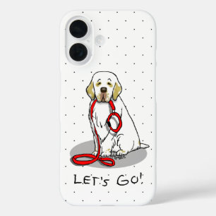 Coques iPhone 16 Mignon Allons-y ! Promenade du chien Clumber Spani