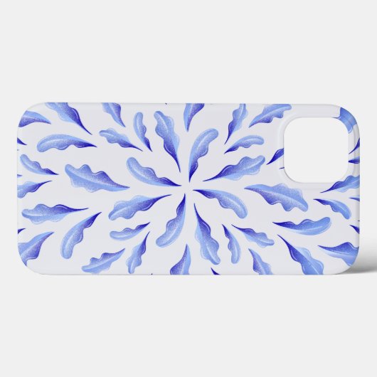 Coques Case-Mate iPhone mignon blanc bleu simple fleurs feuilles (Verso (horizontal))