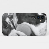 Coques Case-Mate iPhone mignon chien pitbulle à l'air triste noir blanc av (Dos (Horizontal))