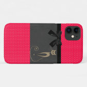 Coques Case-Mate iPhone Mignon Élégant Points Rouge Ruban Noir Chat (Dos (Horizontal))
