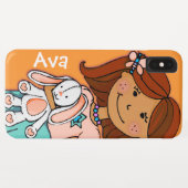 Coques Case-Mate iPhone Mignon fille serrant lapin graphique orange (Dos (Horizontal))