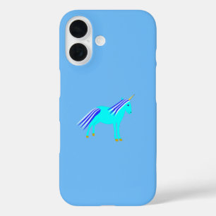 Coques iPhone 16 Mignon Garçon Bébé Licorne Bleue