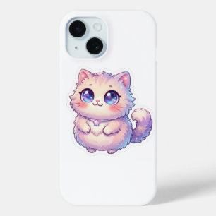 Coque Pour iPhone 15 Mignon Kawaii Doux Chat Chibi Étoile Pastel St