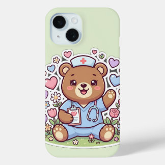 Coque Pour iPhone 15 Mignon Ourson Infirmière Kawaii Soins de santé iPh
