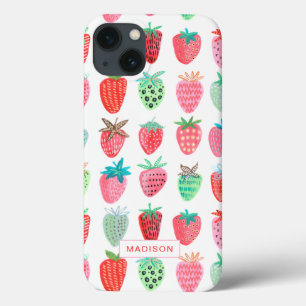 Case-Mate iPhone Case mignon rose et fraise rouge motif de fruits d'été