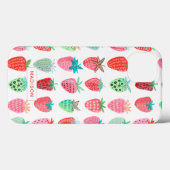 Coques Case-Mate iPhone mignon rose et fraise rouge motif de fruits d'été (Verso (horizontal))