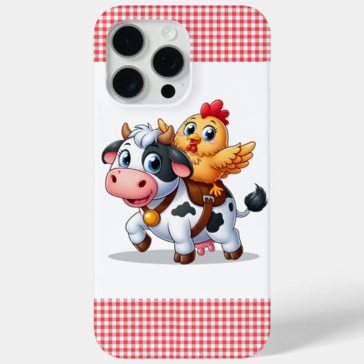 Coques Case-Mate iPhone mignon vache/poulet caricature (Verso)
