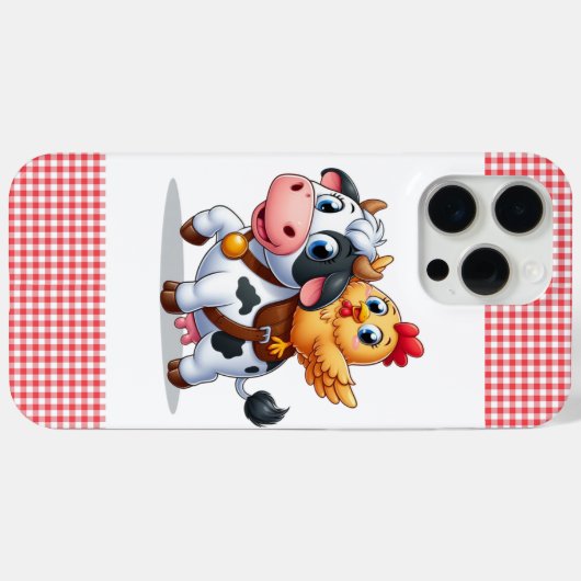 Coques Case-Mate iPhone mignon vache/poulet caricature (Verso (horizontal))