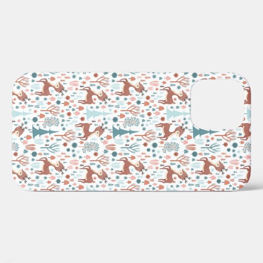 Coques Case-Mate iPhone Mignonne cerf en Forêt Whimsical Noël Motif (Verso (horizontal))