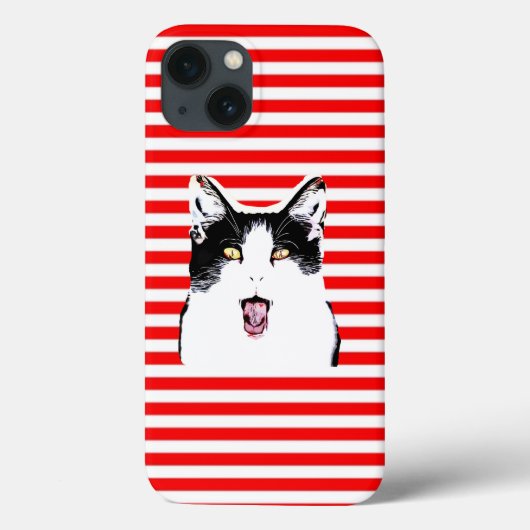 Coques Case-Mate iPhone Mignonne chat noir et blanc riant (Verso)