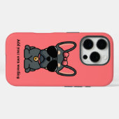 Coques Case-Mate iPhone Mignonne Femme Bleu Tan Français Bulldog (Verso (horizontal))