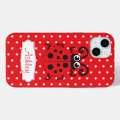 Coques Case-Mate iPhone Mignonne filles coccinelle nom rouge (Verso (horizontal))