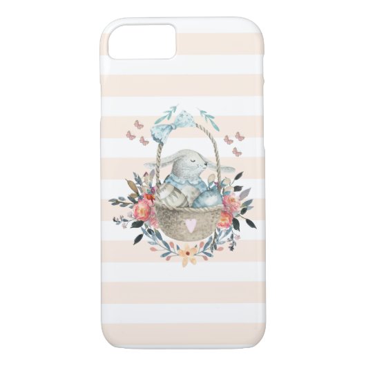 Coques Case-Mate iPhone Mignonne lapin dans un panier avec des oeufs et de (Dos)
