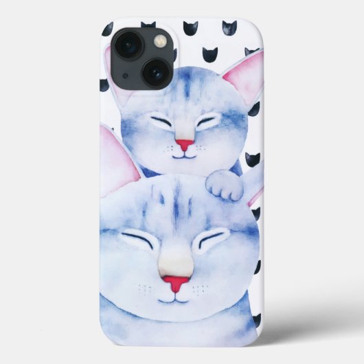 Coques Case-Mate iPhone Mignonne Maman Bébé Chat Aimer Aquarelle (Verso)