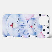 Coques Case-Mate iPhone Mignonne Maman Bébé Chat Aimer Aquarelle (Verso (horizontal))