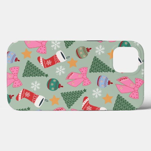 Coques Case-Mate iPhone Mignonne Menthe verte de Noël (Verso (horizontal))
