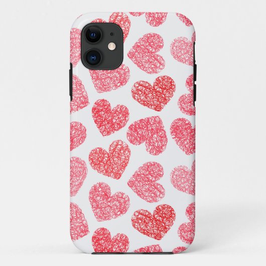 Coques Case-Mate iPhone Mignonne Rouge Doodled Heart Valentine's Day Motif (Dos)
