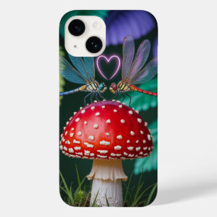 Coque Pour iPhone 14 Mignonnes libellules sur un champignon -