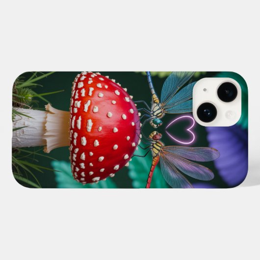 Coques Case-Mate iPhone Mignonnes libellules sur un champignon - (Verso (horizontal))