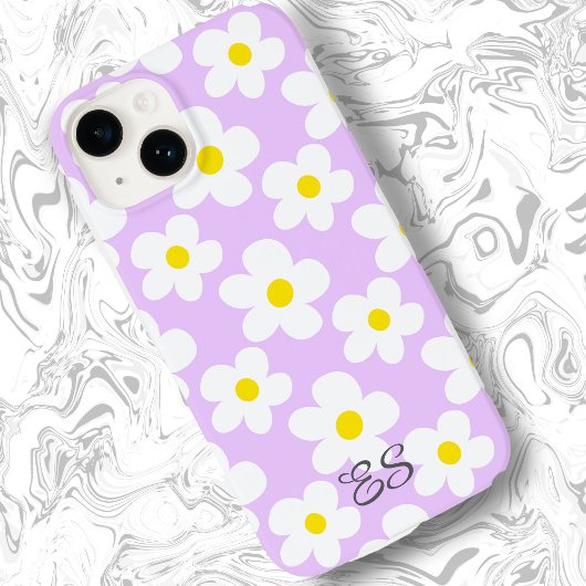 Coques Case-Mate iPhone Mignonnes marguerites rétro lavande sur poutres gi
