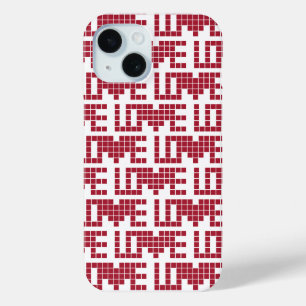 Coque Pour iPhone 15 Mignons carrés d'amour rouges lettres