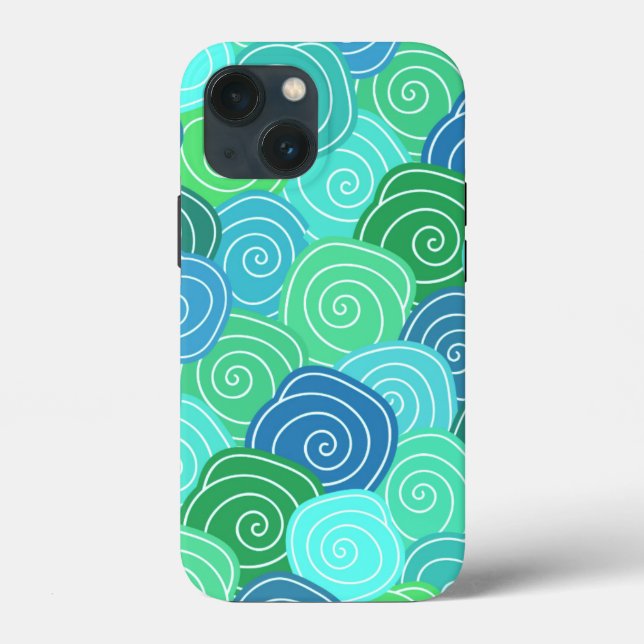 Coques Case-Mate iPhone Mignons Cercles modernes Motif Whimsical Bleu Vert (Verso)