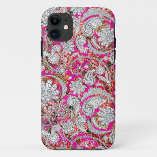 Etui iPhone Case-Mate Mignons motifs paisley blanc rose