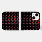 Coques Case-Mate iPhone Mignons rubans roses romantiques et cœurs rouges, (Verso (horizontal))