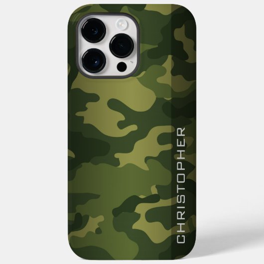 Coques Case-Mate iPhone Militaire Camo Motif Vert avec nom (Verso)