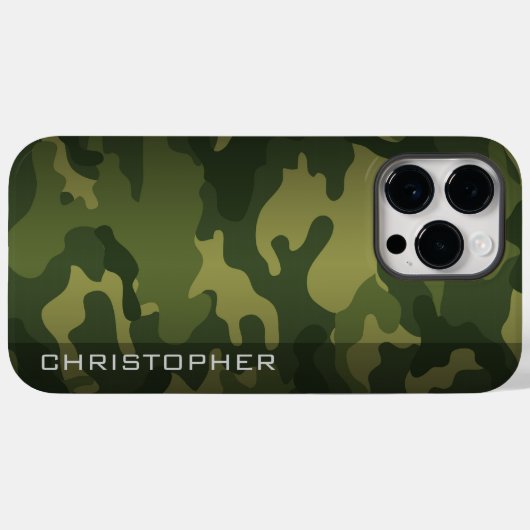 Coques Case-Mate iPhone Militaire Camo Motif Vert avec nom (Verso (horizontal))